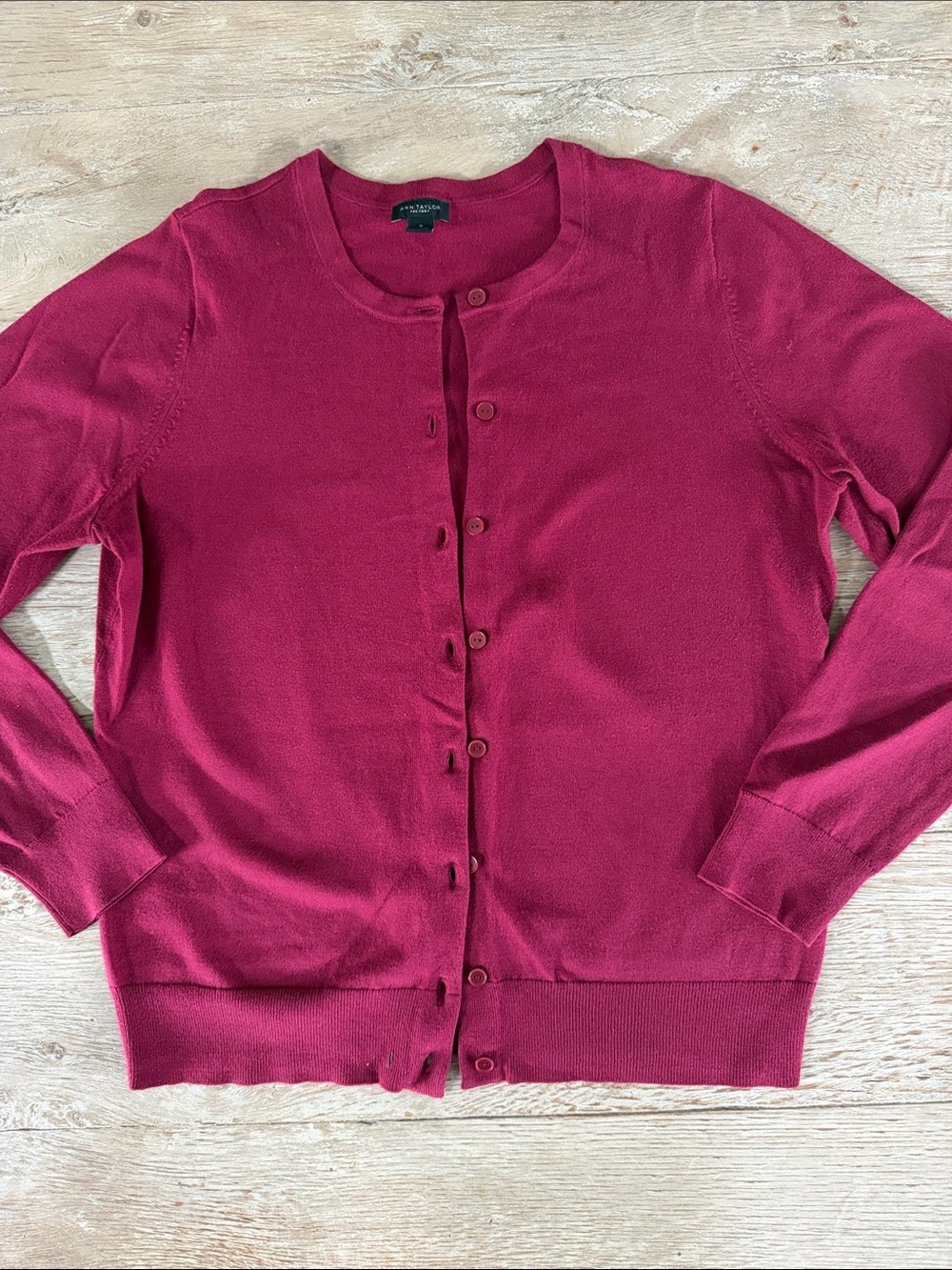 Ann Taylor Factory Button-Front Cardigan in Berry Pink Medium